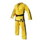 Premium Yellow and Black Striped Martial Arts Judo Uniform Gi Set