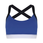 Women's Tri-Color Royal Blue Cross-Back Athletic Sports Bra