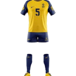 Custom Sublimated Yellow and Navy Blue Men's Performance Rugby Uniform Set