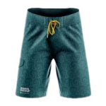Men's Teal Wave Pattern Quick-Dry Performance Surfing Board Shorts
