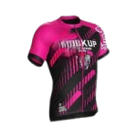 Men's Short Sleeve Sublimated Pink and Black Graphic Performance Cycling Jersey