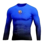Men's Long-Sleeve Royal Blue and Black Gradient Ombre Performance Compression Shirt