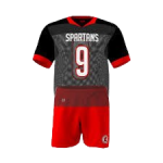 Custom Sublimated Black and Red Textured Athletic Lacrosse Uniform Set
