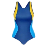 Women's Athletic Color-Block Royal Blue and Yellow One-Piece Swimsuit