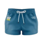 Women's Casual Teal Blue Elastic High-Waisted Drawstring Shorts